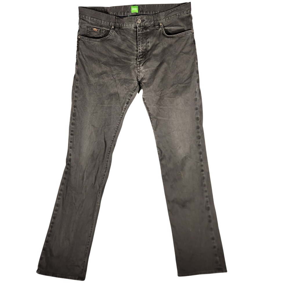 Hugo Boss Jeans Mens 36/34 Black Excellent Stretch Straight Leg Denim Pants